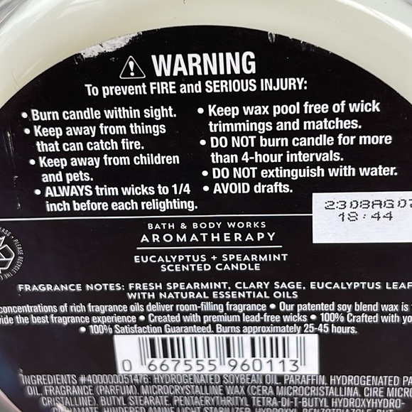 🆕BATH & BODY WORKS EUCALYPTUS SPEARMINT STRESS RELIEF 3 WICK CANDLE - Picture 4 of 6